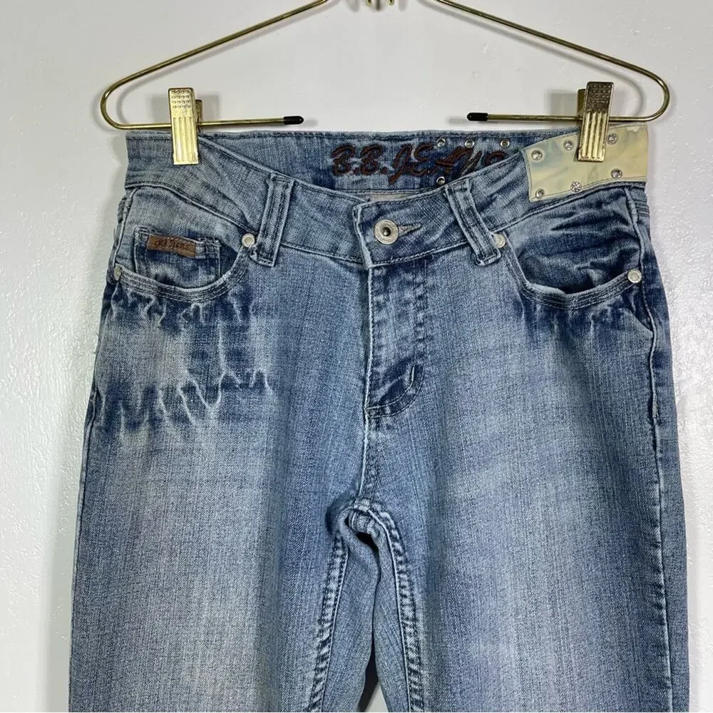 B.B. Jeans, Flare Jeans. Leather details on the pockets. Size 7/8. - Picture 2 of 6
